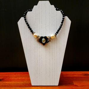 Beaded Choker with Heart Pendant